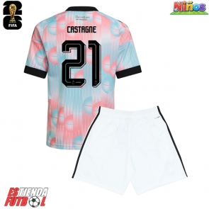 Bélgica Timothy Castagne #21 Segunda Equipación Niños Mundial 2026 Manga Corta (+ Pantalones cortos)